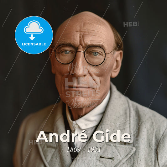 André Gide, 1869 - 1951, French writer - A Man Wearing Glasses And A Coat Print Template