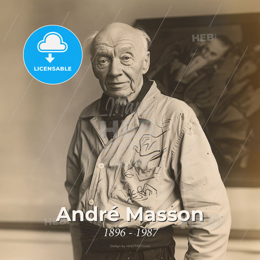 André Masson, 1896 - 1987, French painter - An Old Man Standing In Front Of A Painting Print Template