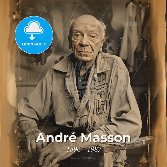 André Masson, 1896 - 1987, French painter - An Old Man Sitting In A Chair Print Template