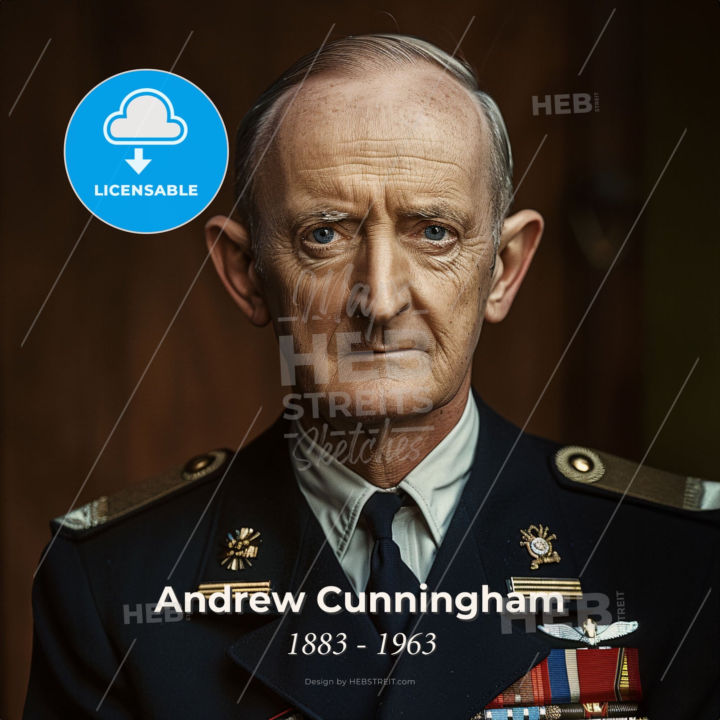 Andrew Cunningham, 1883 - 1963, British Admiral of the Fleet - A Man In A Military Uniform Print Template