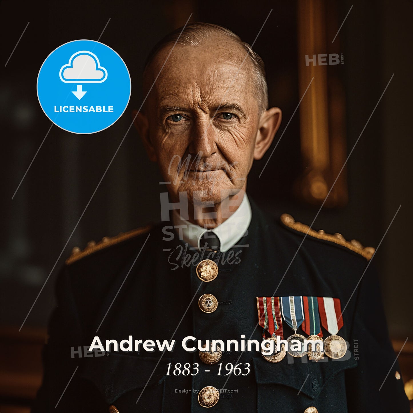 Andrew Cunningham, 1883 - 1963, British Admiral of the Fleet - A Man In A Military Uniform Print Template