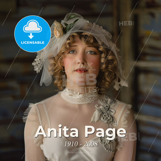 Anita Page, 1910 - 2008, American actress - A Woman In A White Dress Print Template