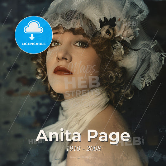 Anita Page, 1910 - 2008, American actress - A Woman With A White Hat And Flowers In Her Hair Print Template