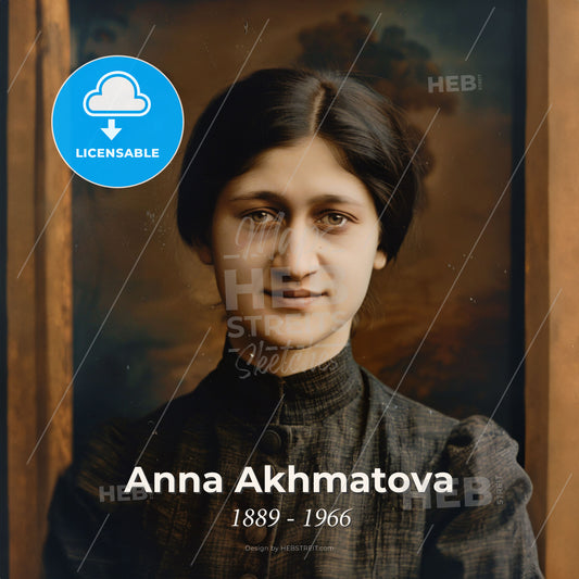 Anna Akhmatova, 1889 - 1966, Russian poet - A Woman In A Black Dress Print Template