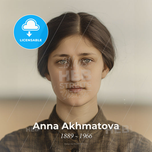 Anna Akhmatova, 1889 - 1966, Russian poet - A Woman With Dark Hair And Green Eyes Print Template