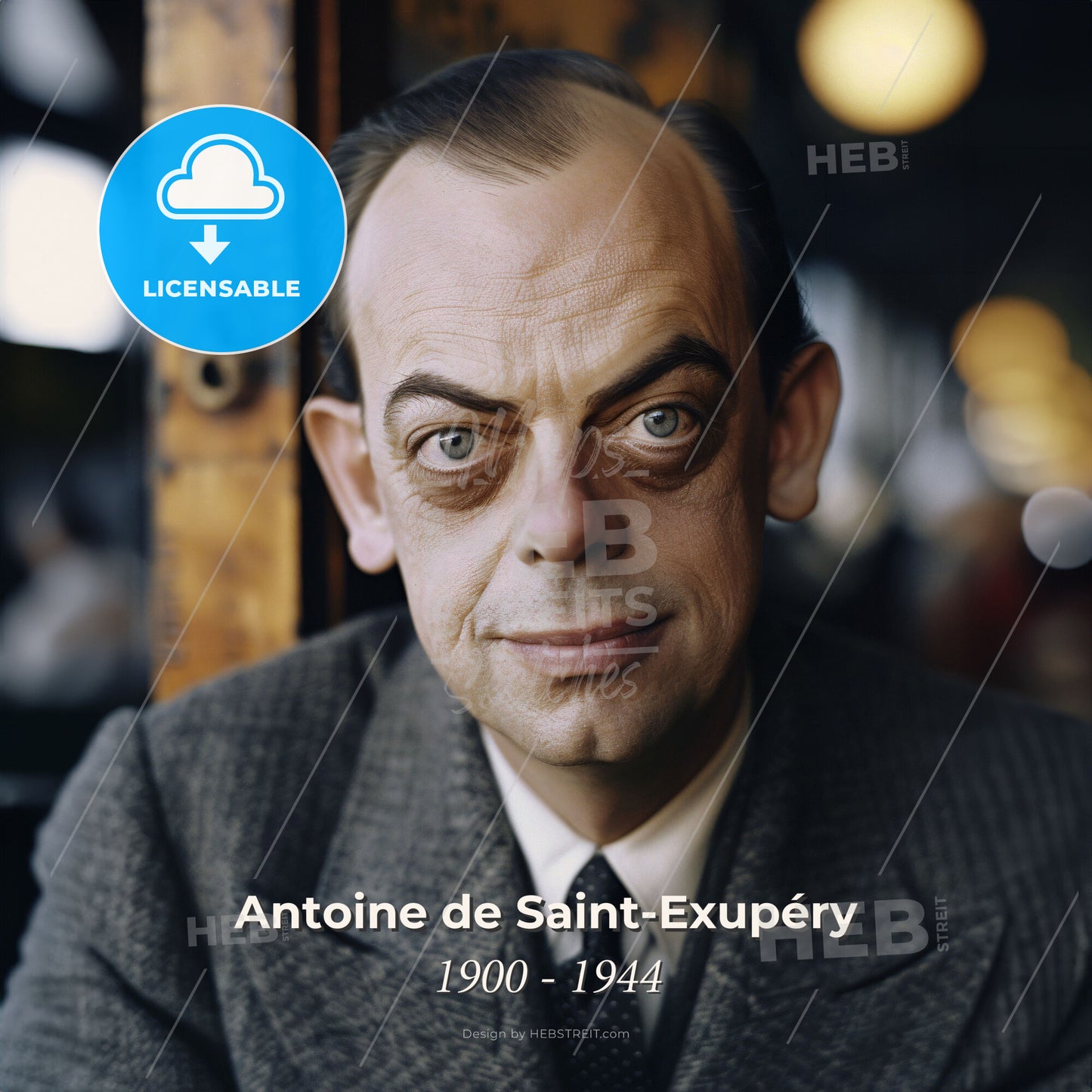 Antoine de Saint-Exupéry, 1900 - 1944, French writer and aviator - A Man In A Suit Print Template