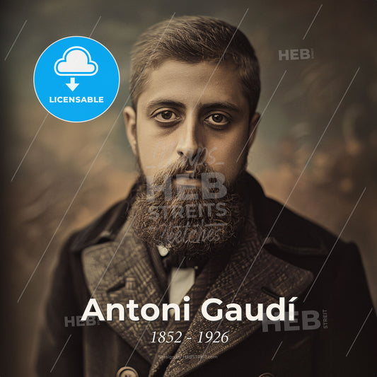 Antoni Gaudí, 1852 - 1926, Spanish architect - A Man With A Beard Print Template