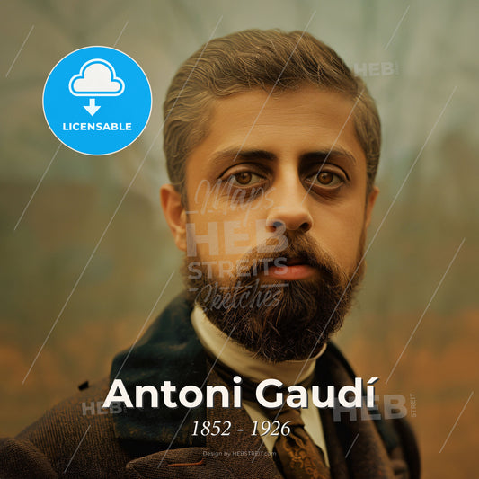 Antoni Gaudí, 1852 - 1926, Spanish architect - A Man With A Beard And Mustache Print Template