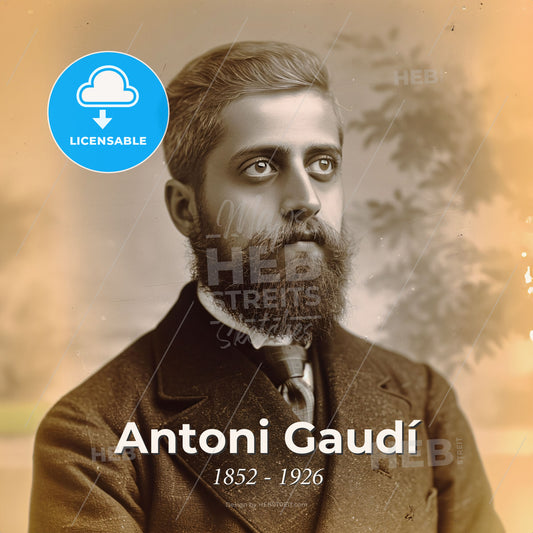 Antoni Gaudí, 1852 - 1926, Spanish architect - A Man With A Beard Print Template