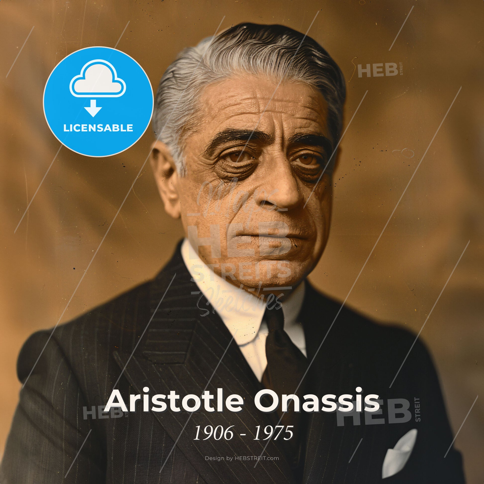 Aristotle Onassis, 1906 - 1975, Greek shipping magnate - A Man In A Suit Print Template