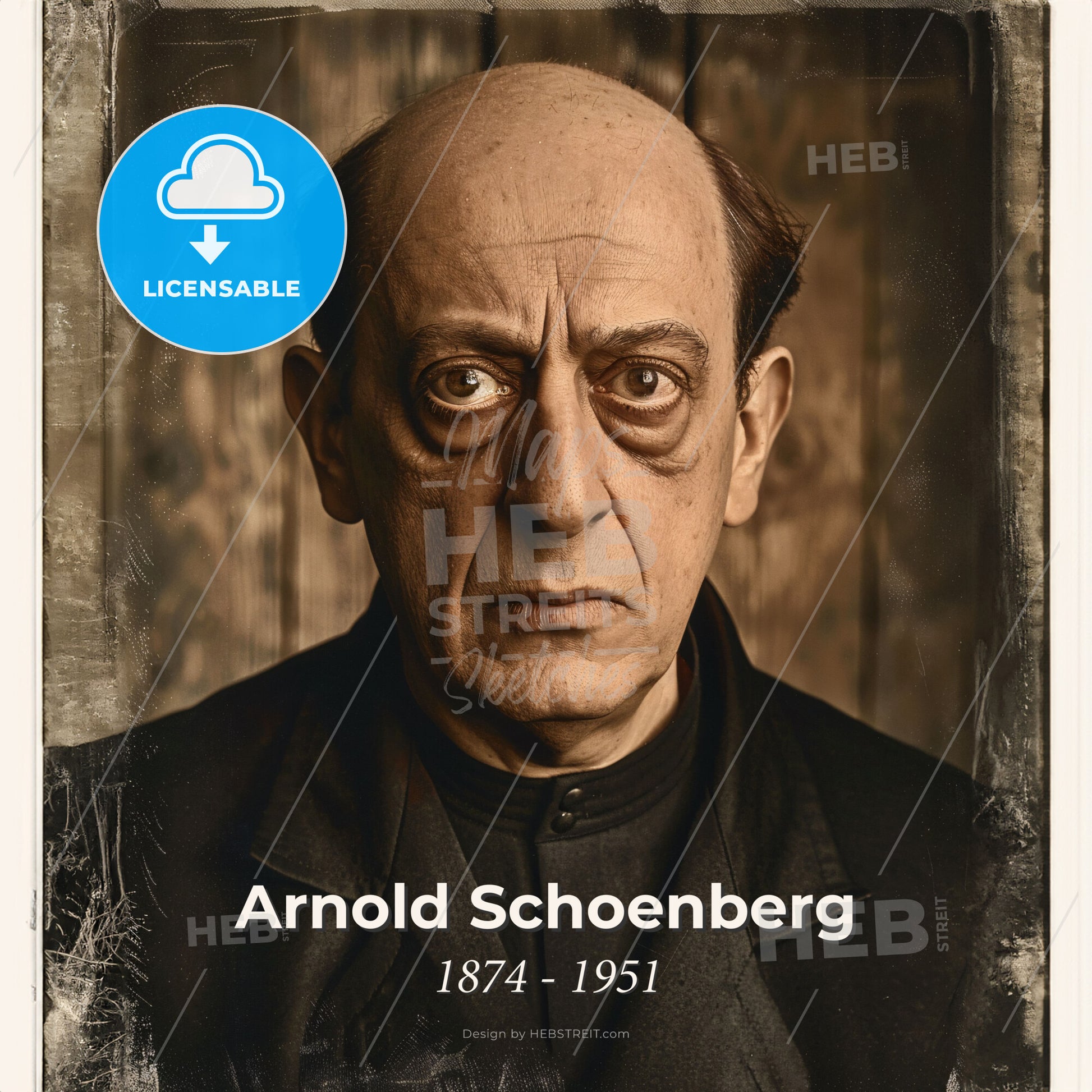 Arnold Schoenberg, 1874 - 1951, Austrian composer - A Man In A Black Shirt Print Template