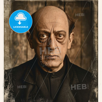 Arnold Schoenberg, 1874 - 1951, Austrian composer - A Man In A Black Shirt