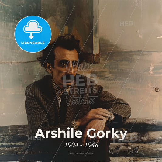 Arshile Gorky, 1904 - 1948, Armenian-American painter - A Man Sitting On A Bench Print Template