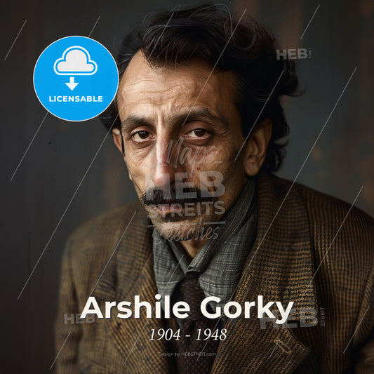 Arshile Gorky, 1904 - 1948, Armenian-American painter - A Man With A Mustache And A Suit Print Template