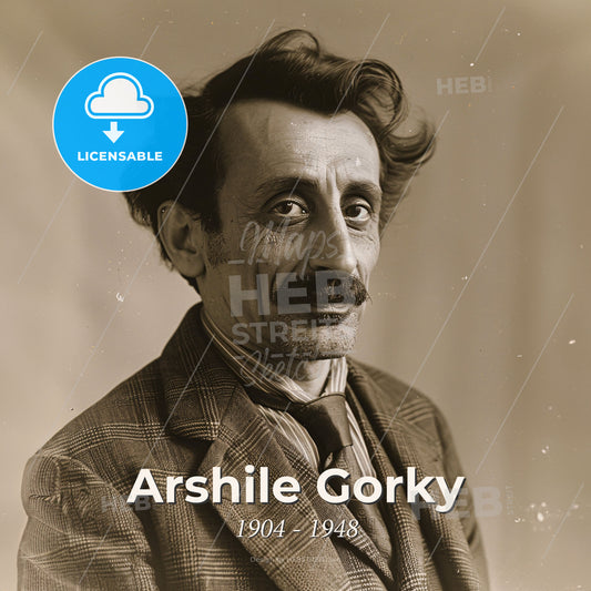 Arshile Gorky, 1904 - 1948, Armenian-American painter - A Man With A Mustache And A Suit Print Template