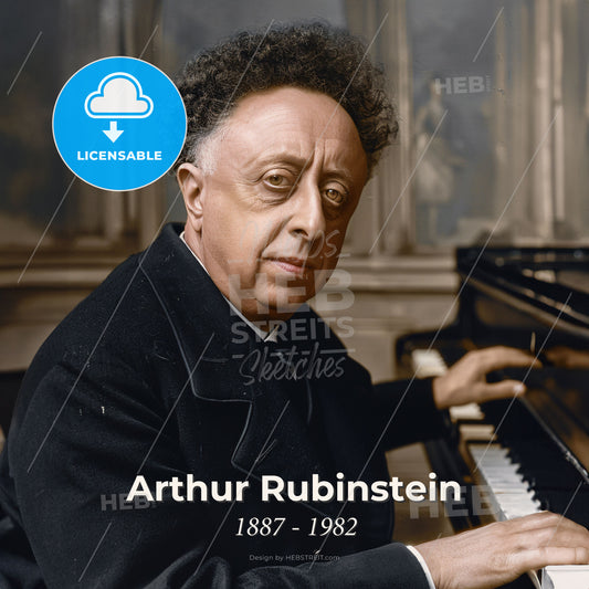 Arthur Rubinstein, 1887 - 1982, Polish-American pianist - A Man Playing A Piano Print Template