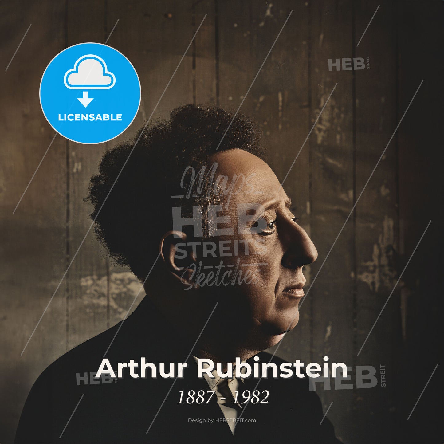 Arthur Rubinstein, 1887 - 1982, Polish-American pianist - A Man In A Suit Print Template