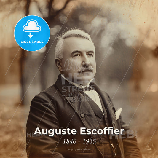 Auguste Escoffier, 1846 - 1935, French chef - A Man With A Mustache And A Suit Print Template