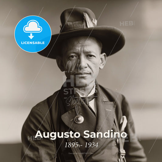 Augusto Sandino, 1895 - 1934, Nicaraguan revolutionary - A Man Wearing A Hat And Jacket Print Template