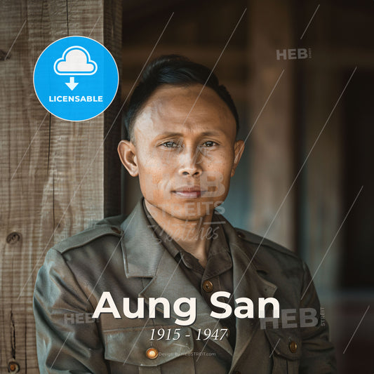 Aung San, 1915 - 1947, Burmese independence leader - A Man In A Military Uniform Print Template