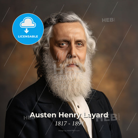 Austen Henry Layard, 1817 - 1894, British archaeologist - A Man With A Long Beard Print Template