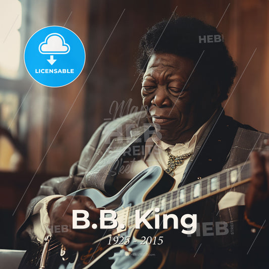 B.B. King, 1925 - 2015, American blues guitarist - A Man Playing A Guitar Print Template