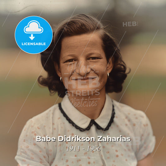 Babe Didrikson Zaharias, 1911 - 1956, American athlete - A Woman Smiling At The Camera Print Template
