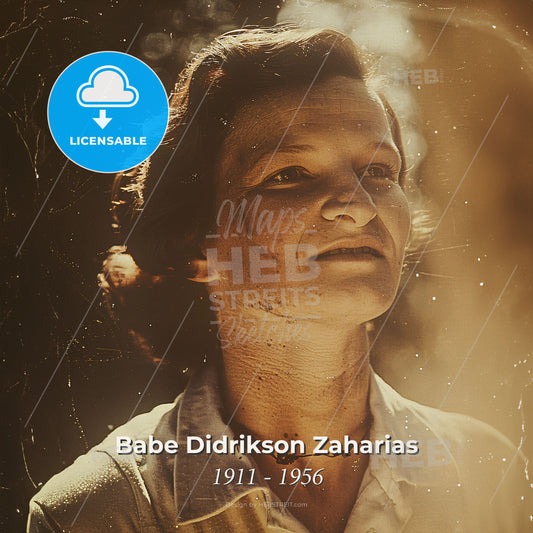 Babe Didrikson Zaharias, 1911 - 1956, American athlete - A Woman With Dark Hair Print Template