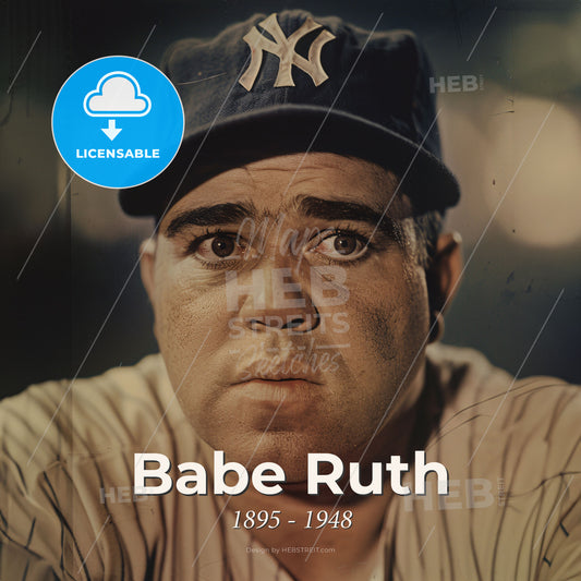 Babe Ruth, 1895 - 1948, American baseball player - A Man Wearing A Baseball Cap Print Template