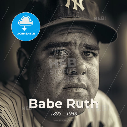 Babe Ruth, 1895 - 1948, American baseball player - A Man Wearing A Baseball Cap Print Template