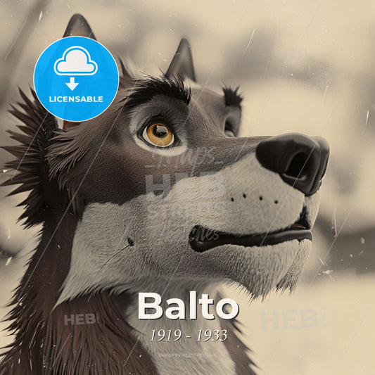 Balto, 1919 - 1933, Siberian Husky dog - A Cartoon Of A Dog Print Template