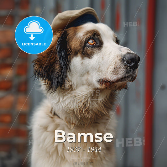 Bamse, 1937 - 1944, St. Bernard dog - A Dog Wearing A Hat Print Template