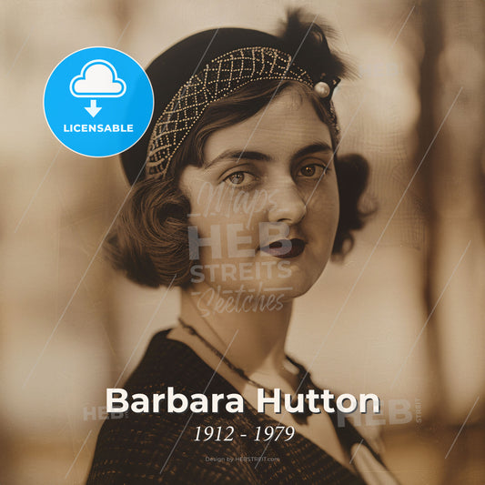 Barbara Hutton, 1912 - 1979, American socialite - A Woman Wearing A Hat Print Template
