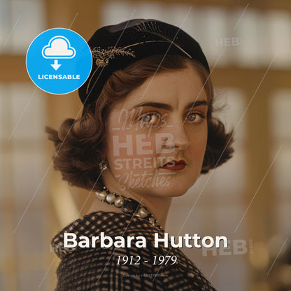 Barbara Hutton, 1912 - 1979, American socialite - A Woman With A Hat And Necklace Print Template