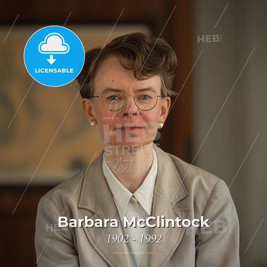 Barbara McClintock, 1902 - 1992, American geneticist - A Woman In A Suit And Glasses Print Template