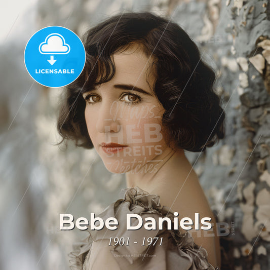 Bebe Daniels, 1901 - 1971, American actress - A Woman With Short Curly Hair Wearing A Ruffled Dress Print Template