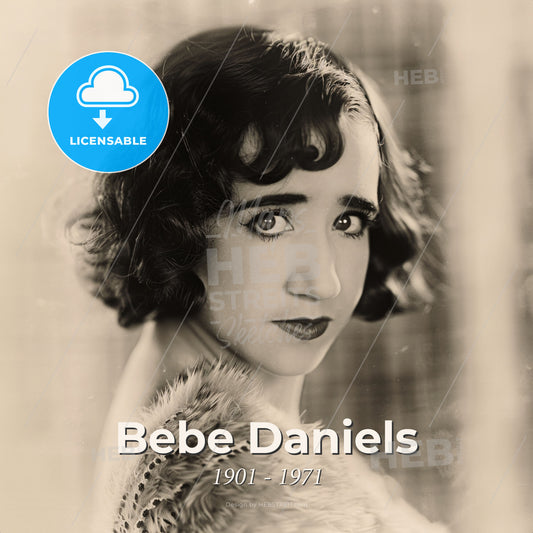 Bebe Daniels, 1901 - 1971, American actress - A Woman With Short Curly Hair And A Feathered Jacket Print Template