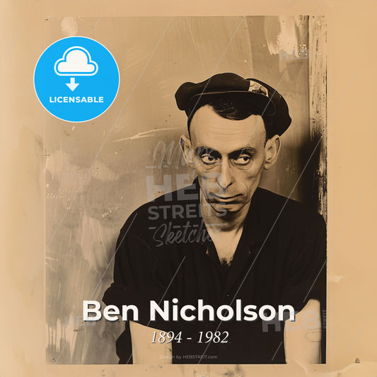 Ben Nicholson, 1894 - 1982, British painter - A Man In A Hat Print Template