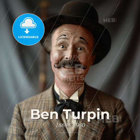 Ben Turpin, 1869 - 1940, American comedian and stuntman - A Man With A Mustache And A Hat Print Template