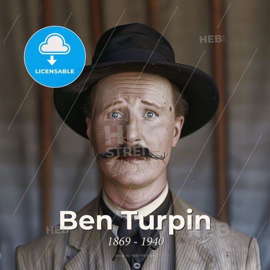 Ben Turpin, 1869 - 1940, American comedian and stuntman - A Man With A Mustache And A Hat Print Template