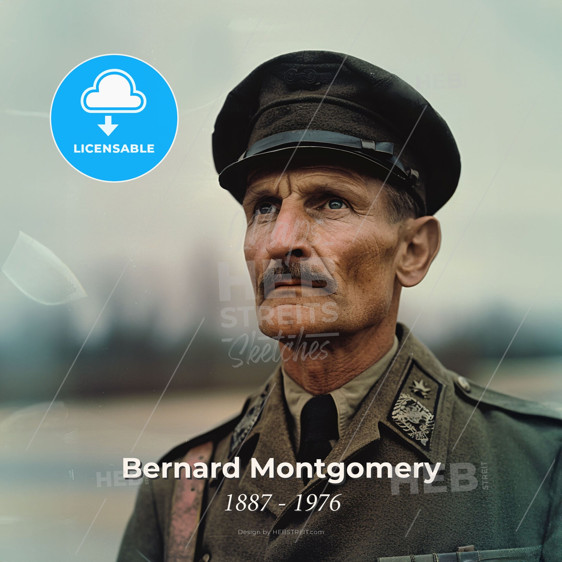 Bernard Montgomery, 1887 - 1976, British Field Marshal - A Man In A Military Uniform Print Template