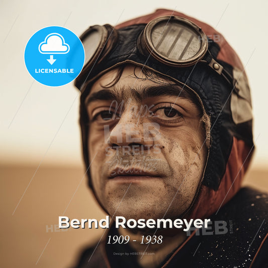 Bernd Rosemeyer, 1909 - 1938, German racing driver - A Man Wearing Goggles And A Helmet Print Template