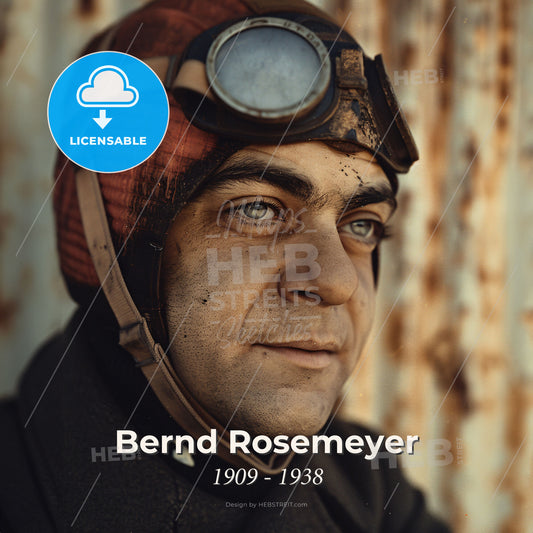 Bernd Rosemeyer, 1909 - 1938, German racing driver - A Man Wearing A Helmet And Goggles Print Template