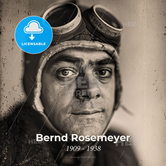 Bernd Rosemeyer, 1909 - 1938, German racing driver - A Man Wearing Goggles And A Jacket Print Template