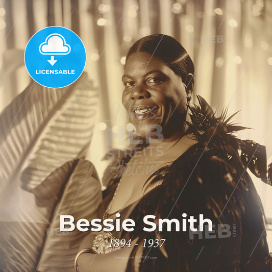 Bessie Smith, 1894 - 1937, American blues singer - A Woman In A Feathered Dress Print Template