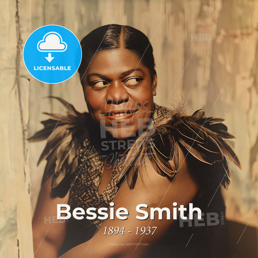 Bessie Smith, 1894 - 1937, American blues singer - A Woman With Feathers On Her Shoulder Print Template