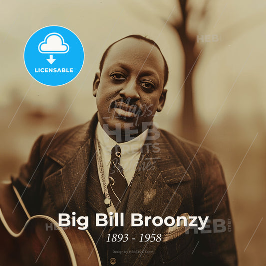 Big Bill Broonzy, 1893 - 1958, American blues singer and guitarist - A Man Holding A Guitar Print Template