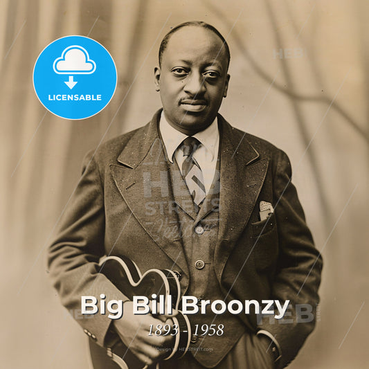Big Bill Broonzy, 1893 - 1958, American blues singer and guitarist - A Man Holding A Guitar Print Template