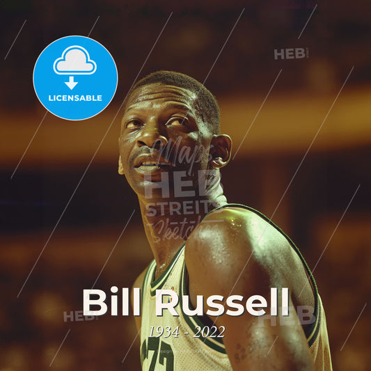 Bill Russell, 1934 - 2022, American basketball player - A Basketball Player Looking To The Side Print Template