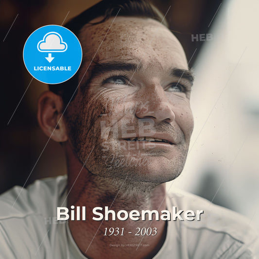 Bill Shoemaker, 1931 - 2003, American jockey - A Man Looking Up With Dirt On His Face Print Template